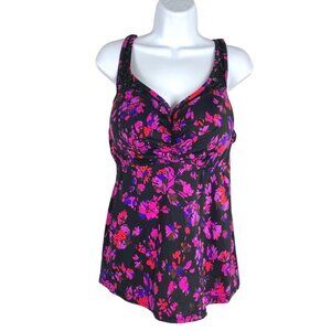 Swimsuits For All Tankini Swim Top Multicolored Print NWT Women's‎ Size 38D